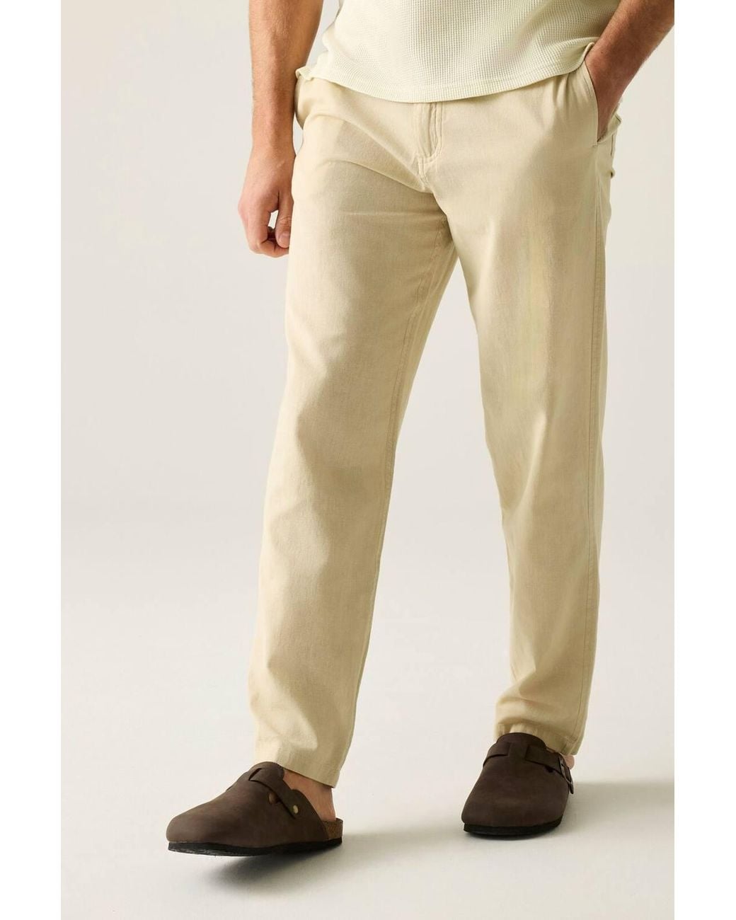Regatta Natural Hadlin Cotton Linen Drawcord Trousers for men