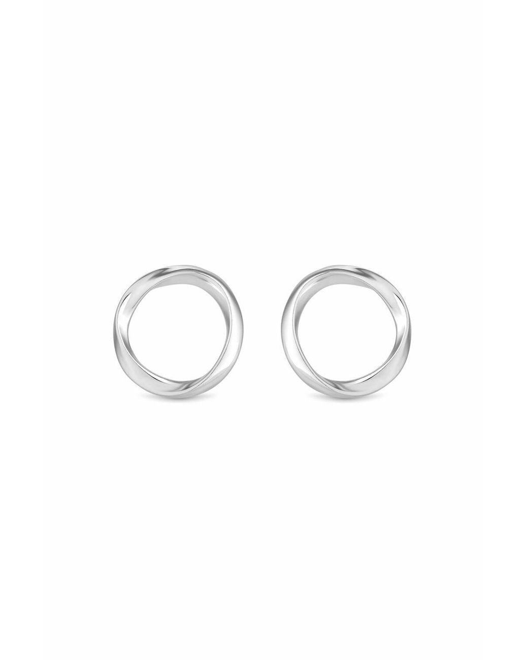 Simply Silver Metallic Sterling Plated Polished Open Circle Earrings