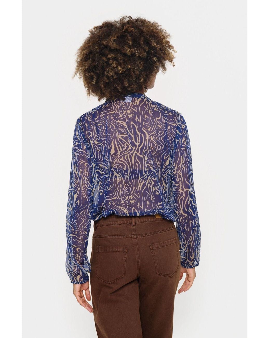 Saint Tropez Blue Valeriesz With Ruffles Chiffon Shirt