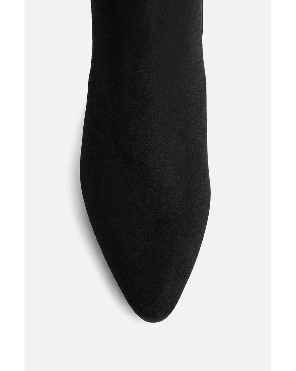 Linzi Black Demand Faux Suede Over The Knee Block Heeled Boot