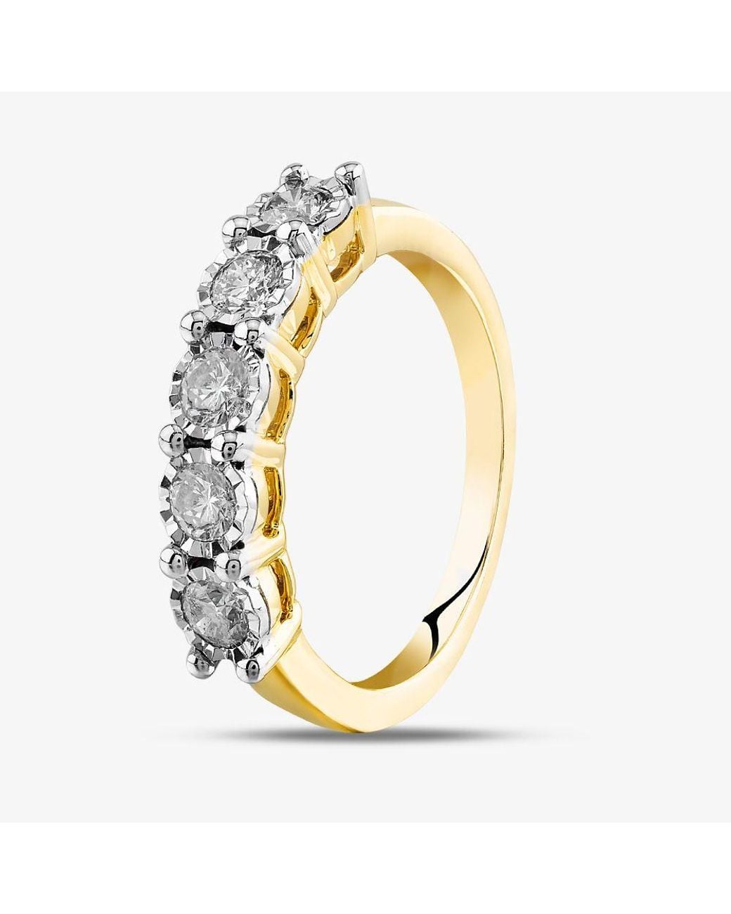 T.H.Baker Metallic 9Ct 0.50Ct Diamond Five Stone Ring