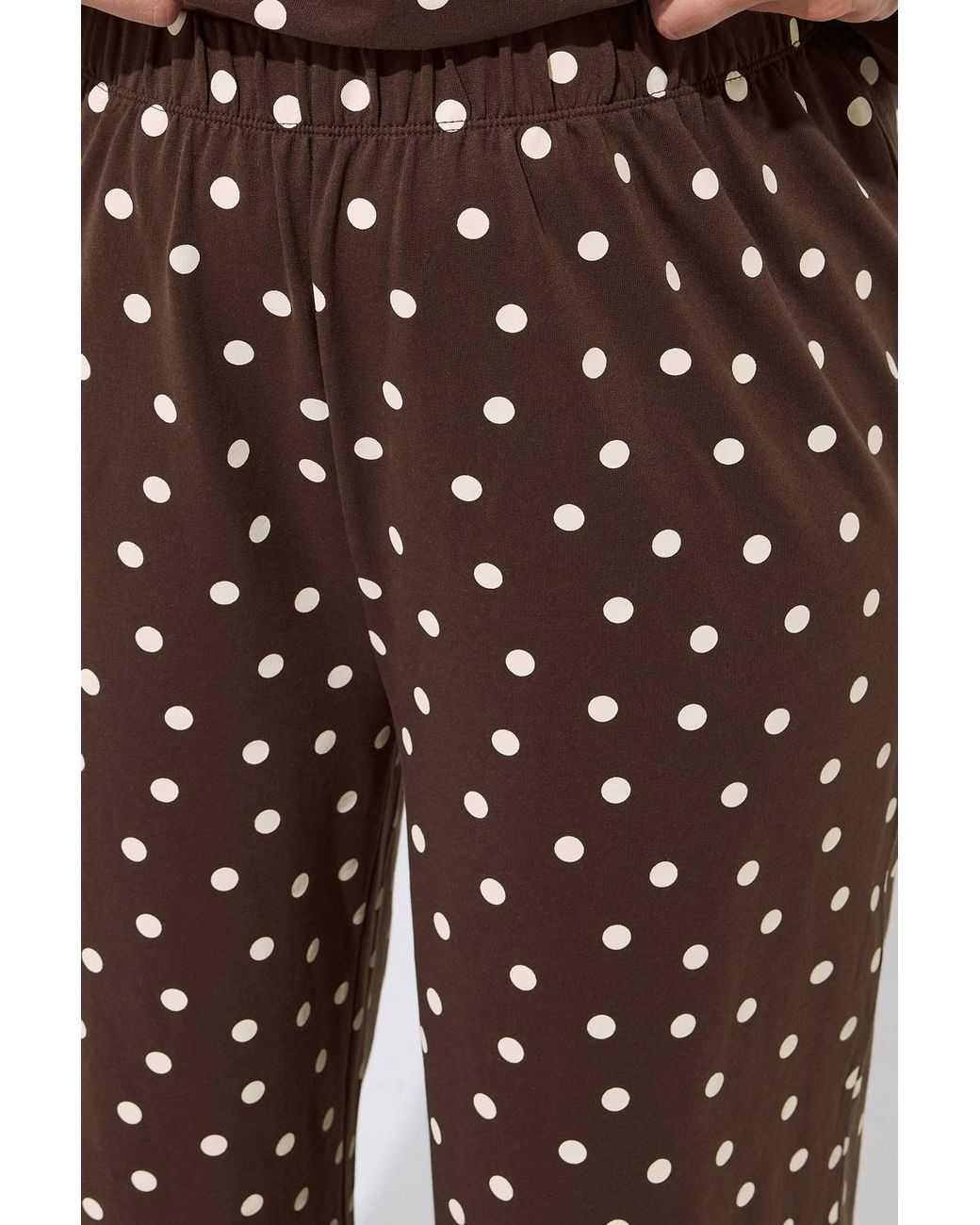 Yours Brown Polka Dot Wide Leg Joggers