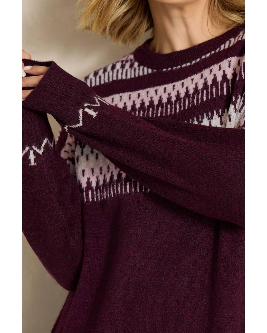 Evans Purple Fairisle Jumper Dress