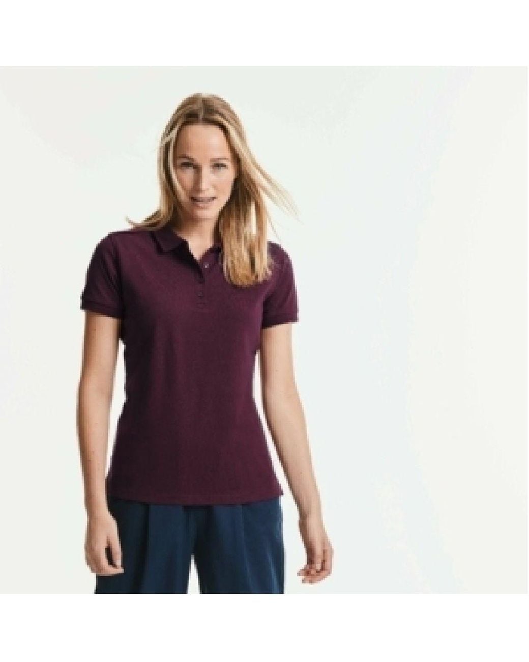 Russell Purple Stretch Short Sleeve Polo Shirt