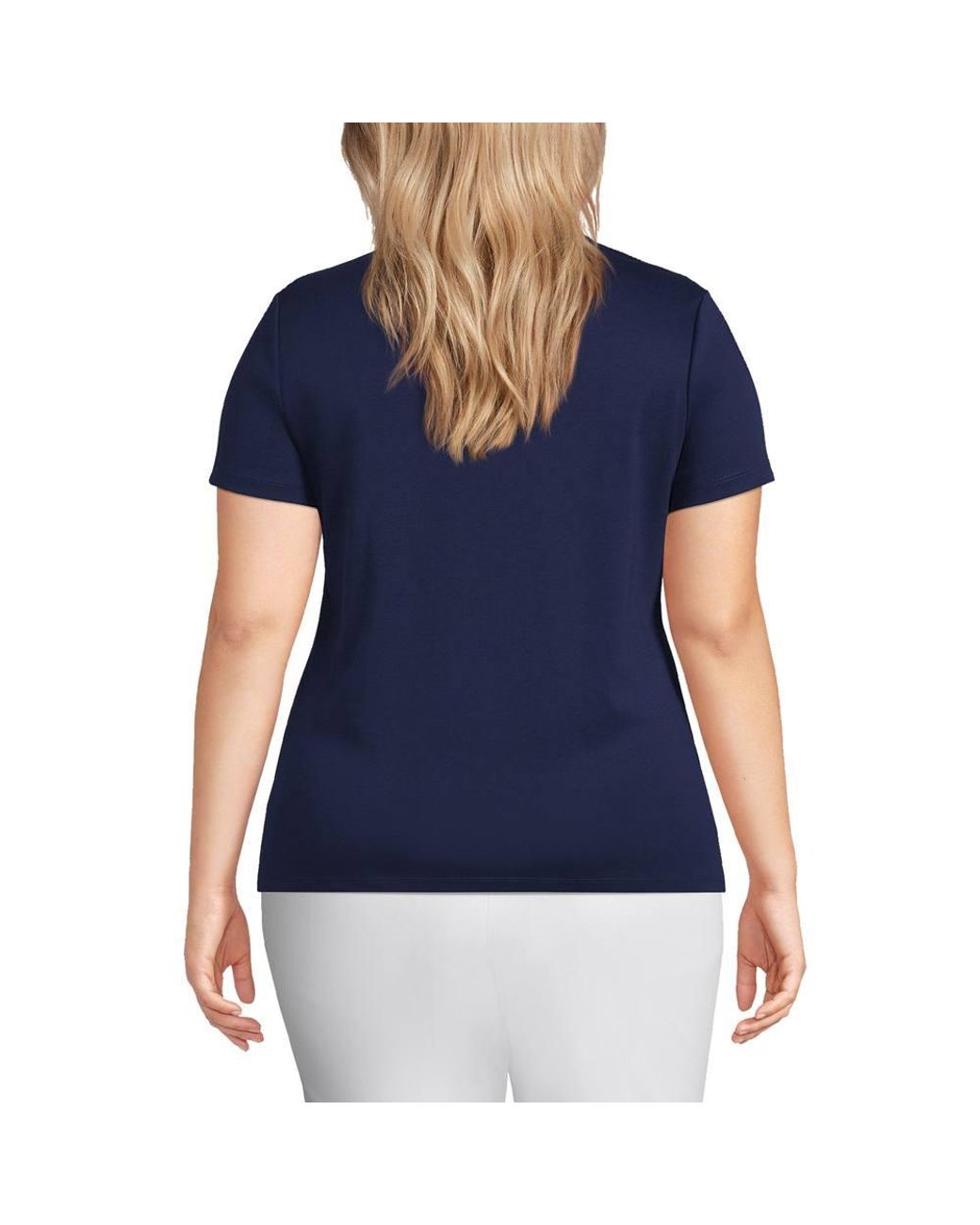 Lands' End Blue Plus Short Sleeve Supima Polo Shirt