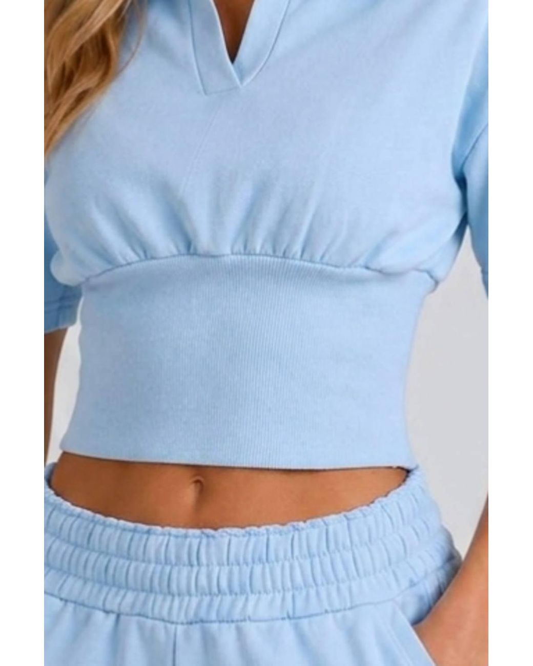 Stylewise Blue Polo Top & Shorts Co-Ord