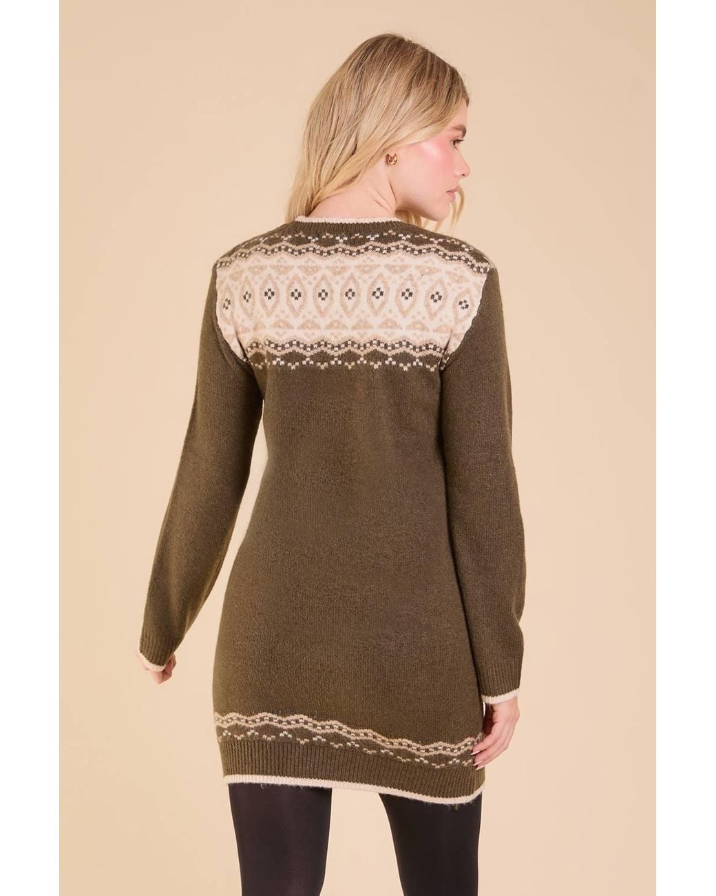 Dorothy Perkins Natural Argyle Knitted Midi Dress