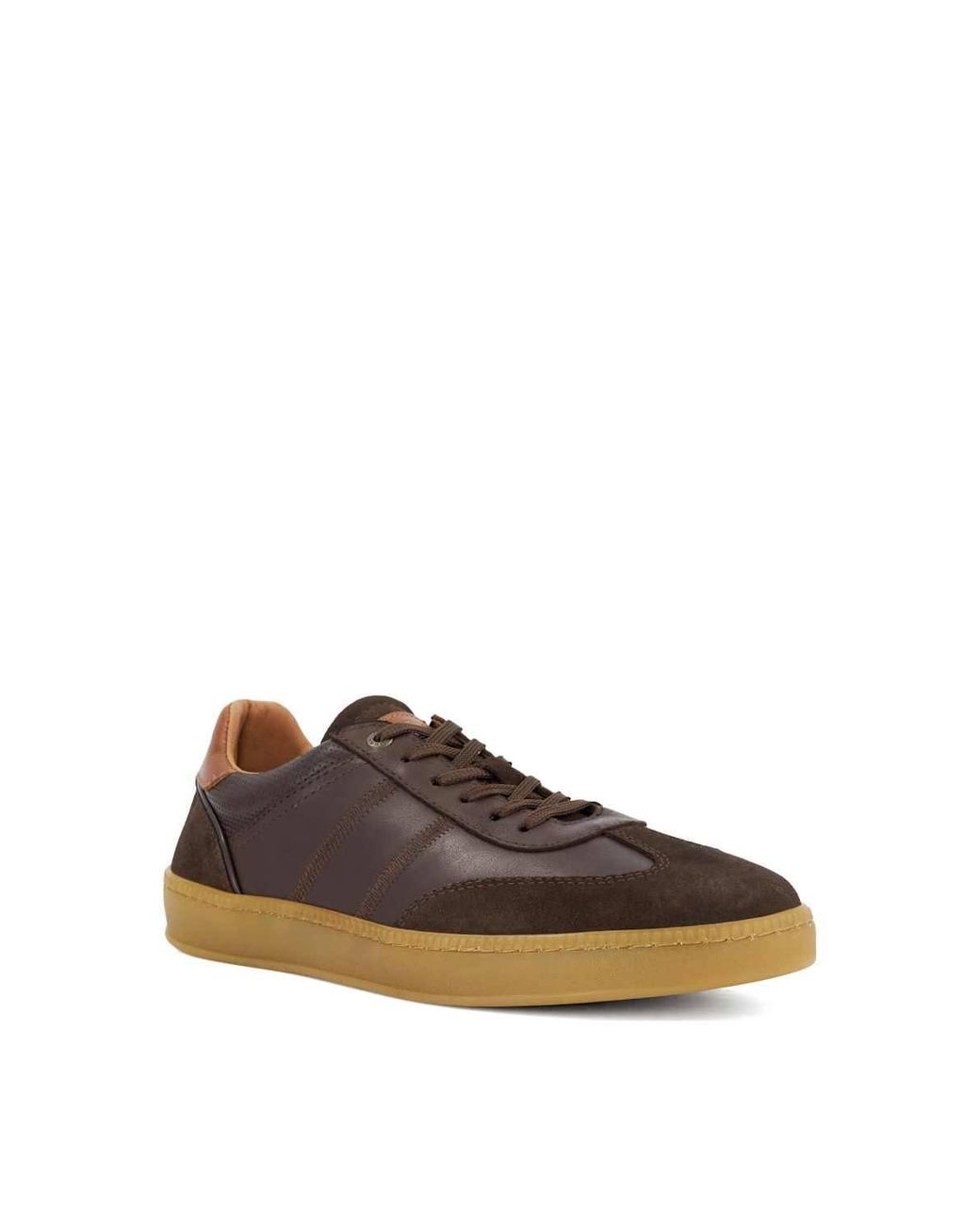 Dune Brown 'Theos' Leather Trainers for men
