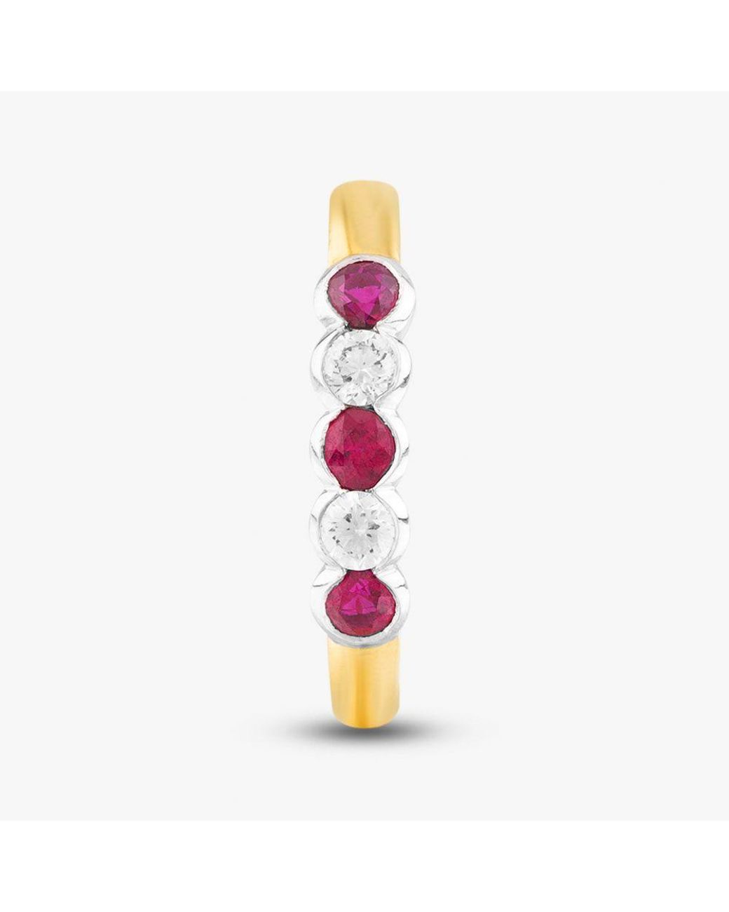 T.H.Baker Pink 18Ct Brilliant Cut Ruby & Diamond Five Stone Ring 33680G5 N