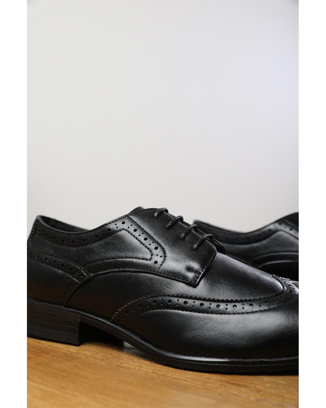 Where's That From Black 'Dominic' Lace Up Derby Textured Formal Dress Work Shoes for men