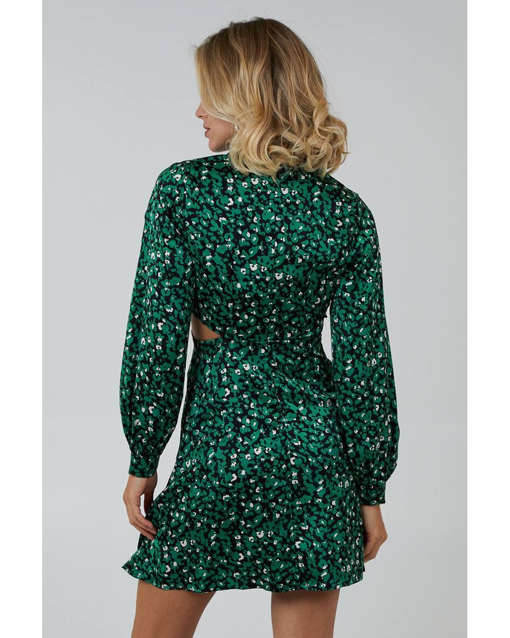 Blue Vanilla Green Keyhole Wrap Bust Shirt Dress