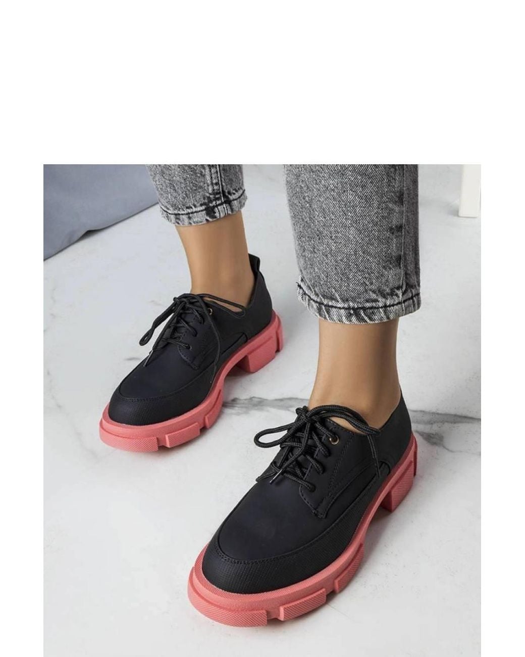 Love Lace Gray Kay Minimalist Square Heel Tractor Sole Lace Up Ankle Boots