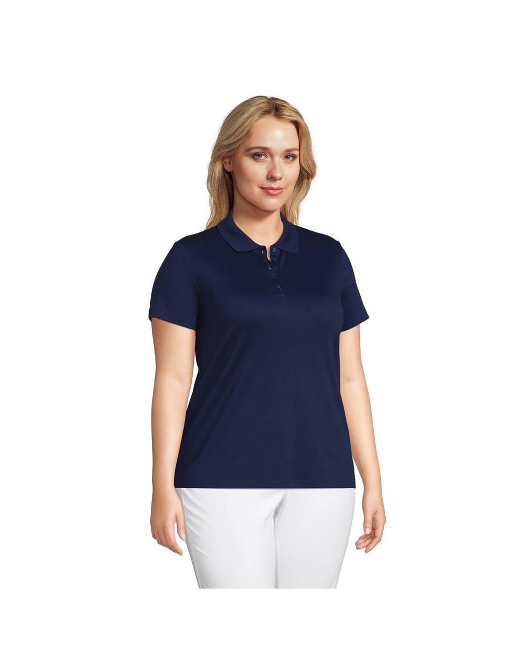 Lands' End Blue Plus Short Sleeve Supima Polo Shirt