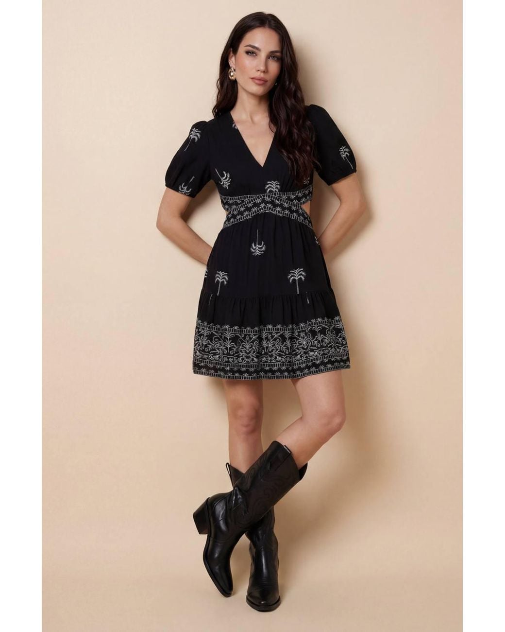 Urban Bliss Black Open Back Tiered Mini Dress