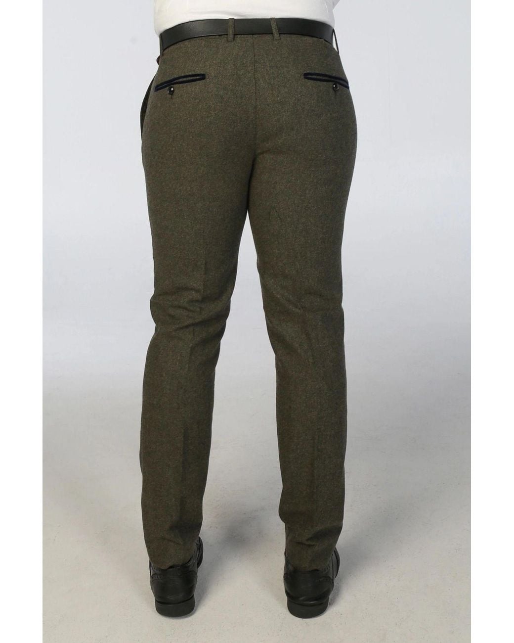 Paul Andrew Green Oscar Wool Blend Trousers Tweed Casual Formal Pants for men