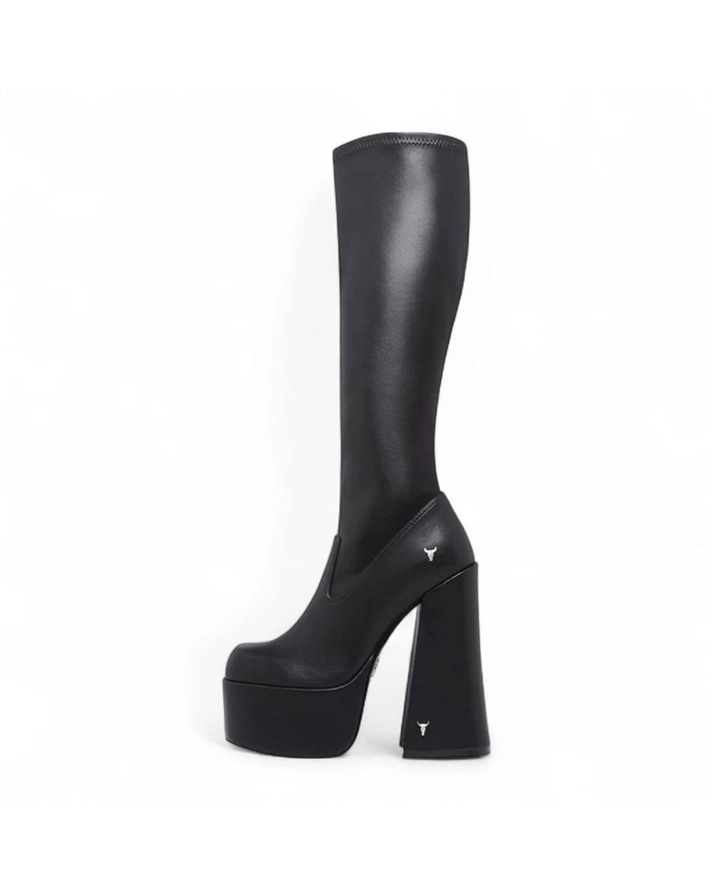 TruClothing Black Knee-High Sock Platform Goth Heel Boots
