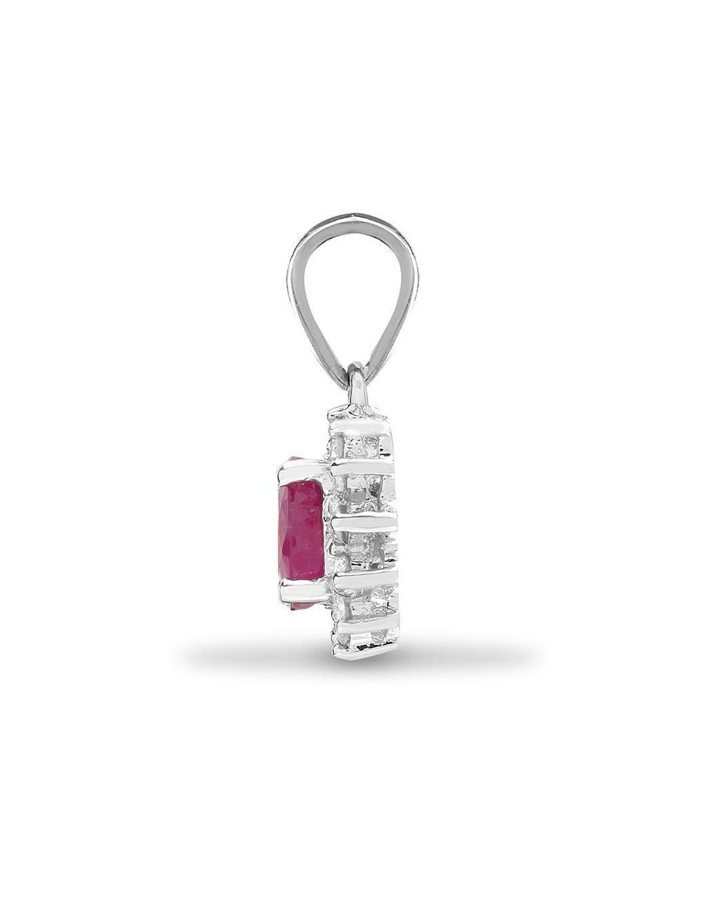 Jewelco London Red 18Ct Diamond Ruby Royal Cluster Cluster Pendant