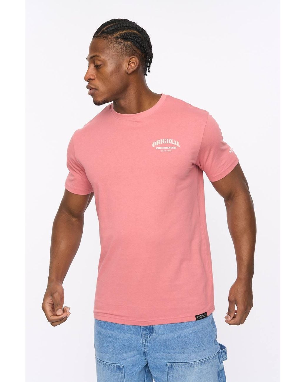 Crosshatch Pink Labstock Crew Neck Cotton T-Shirt With Graphic Print for men