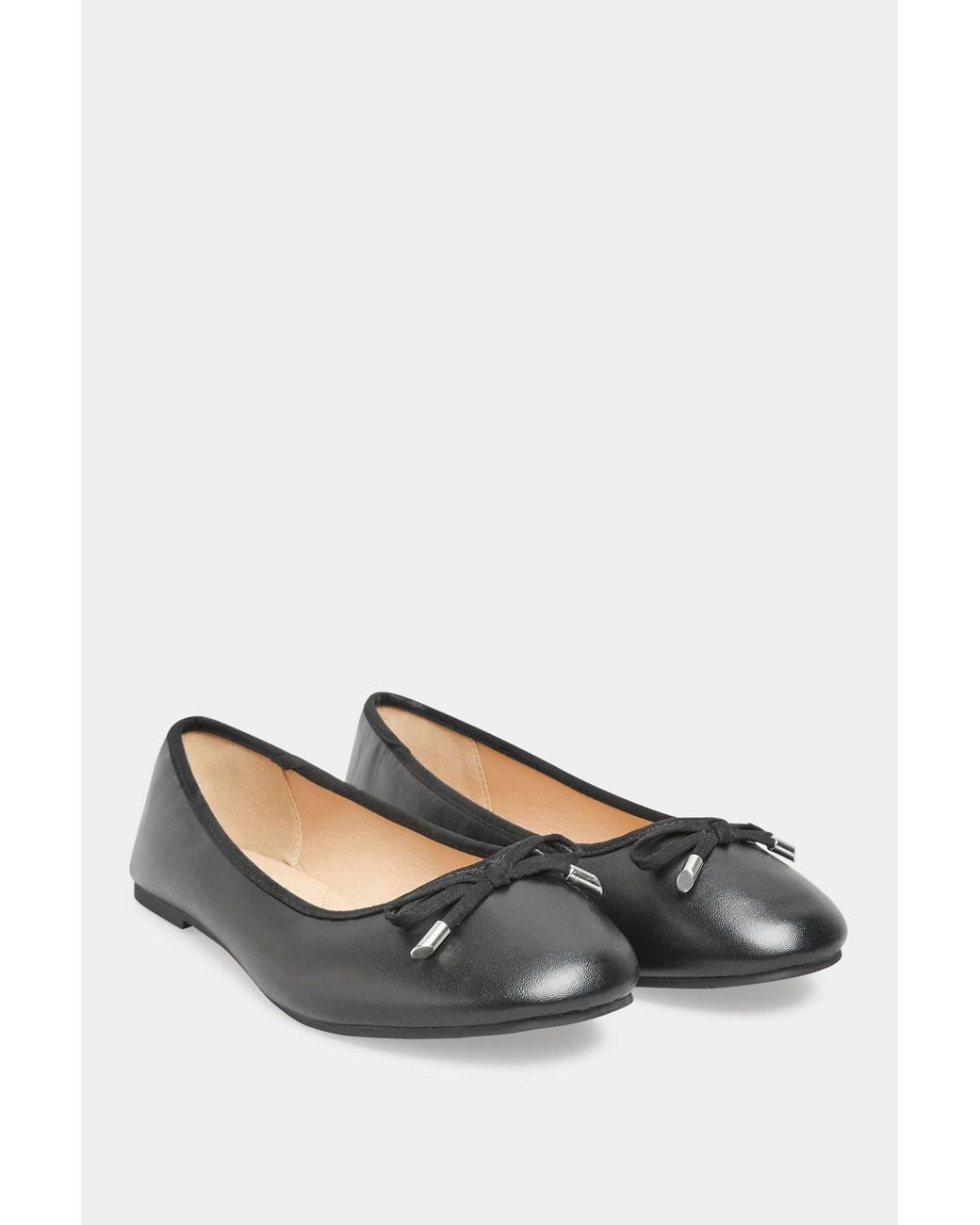 Yours Black Extra Wide Fit Ballerina Pumps With Bow Detail