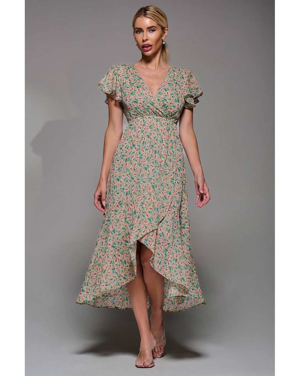 Jolie Moi Gray Petite Hi-Low Dress