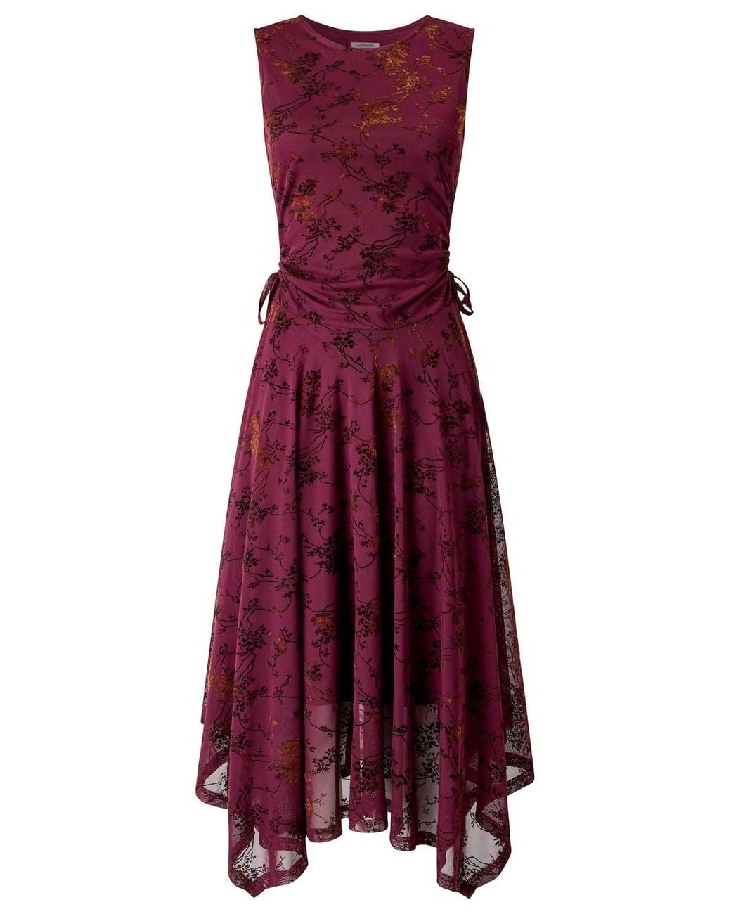 Joe Browns Red Dita Flocked Dippy Hem Maxi Dress