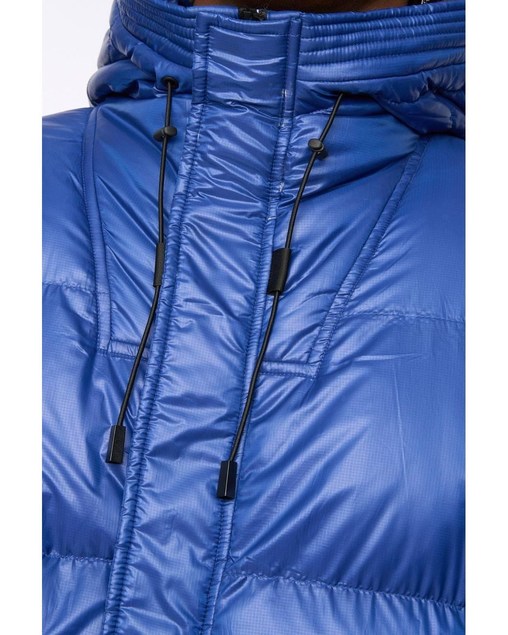 Kings Will Dream Blue Welcome Colour-Block Panelled Puffer Jacket With Adjustable Hood for men