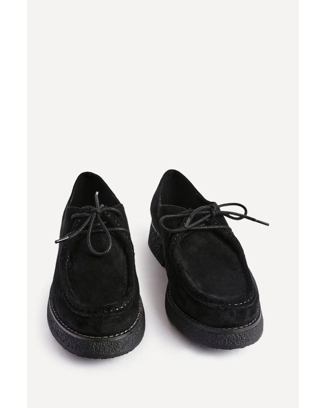 Linzi Black Perth Faux Suede Laced Chunky Loafer