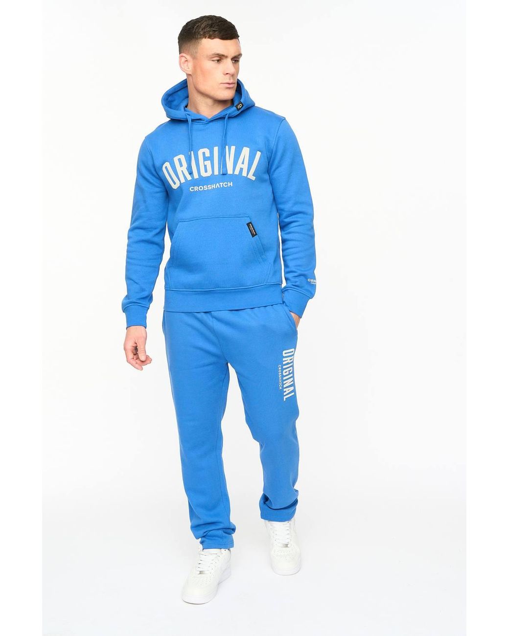 Crosshatch Blue Kensby Straight Leg Joggers With Puff Print Branding for men