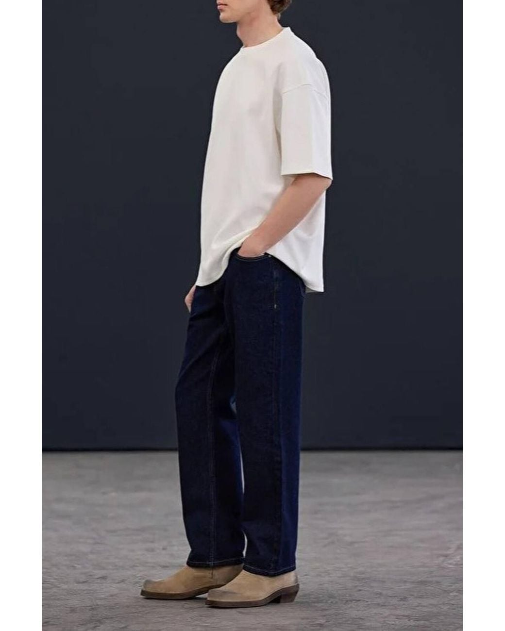 WOVCOR Blue Oversized Plain Short Sleeve T-Shirt for men