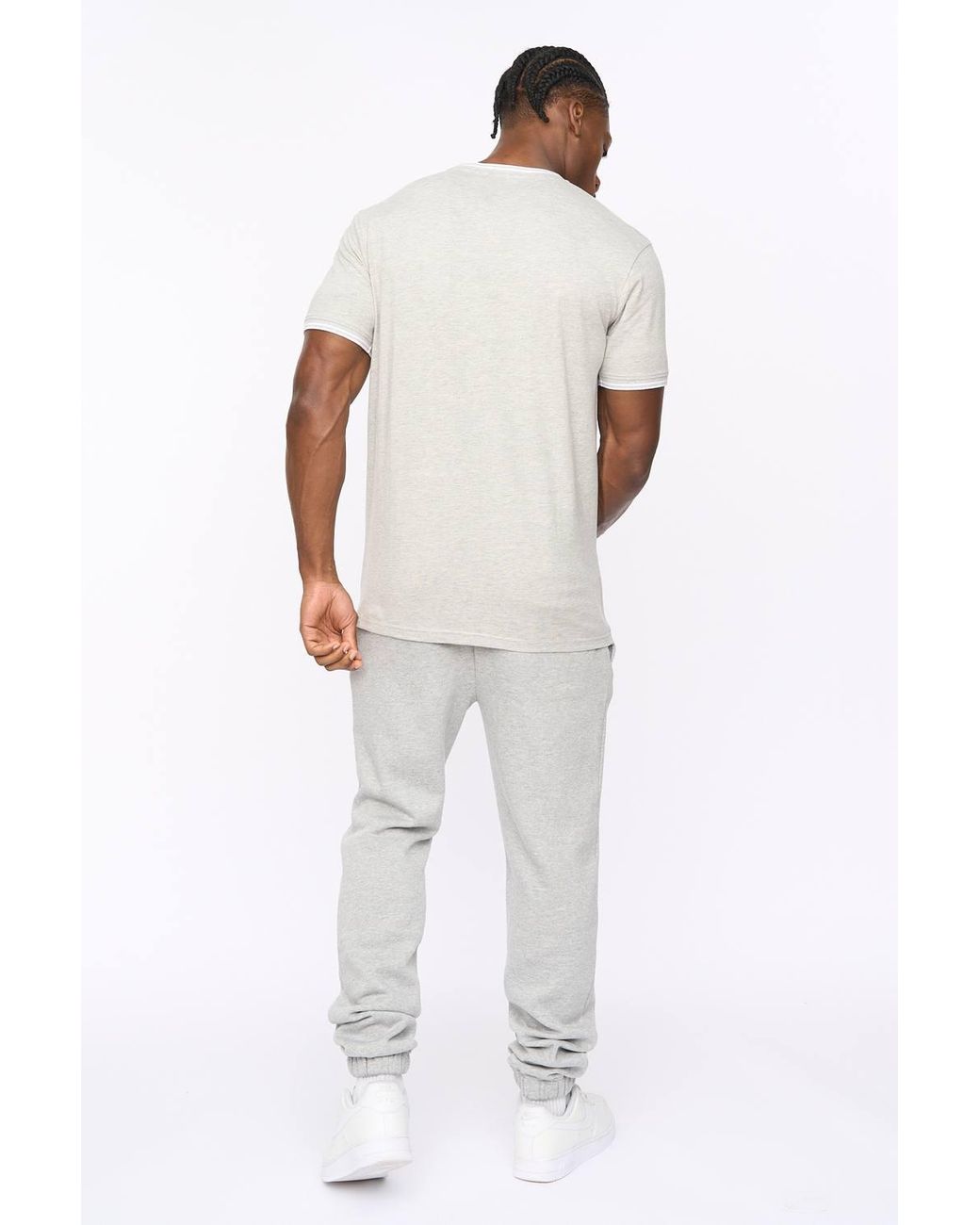 Crosshatch White Preece Crew Neck Cotton T-Shirt With High Build Logo Print for men
