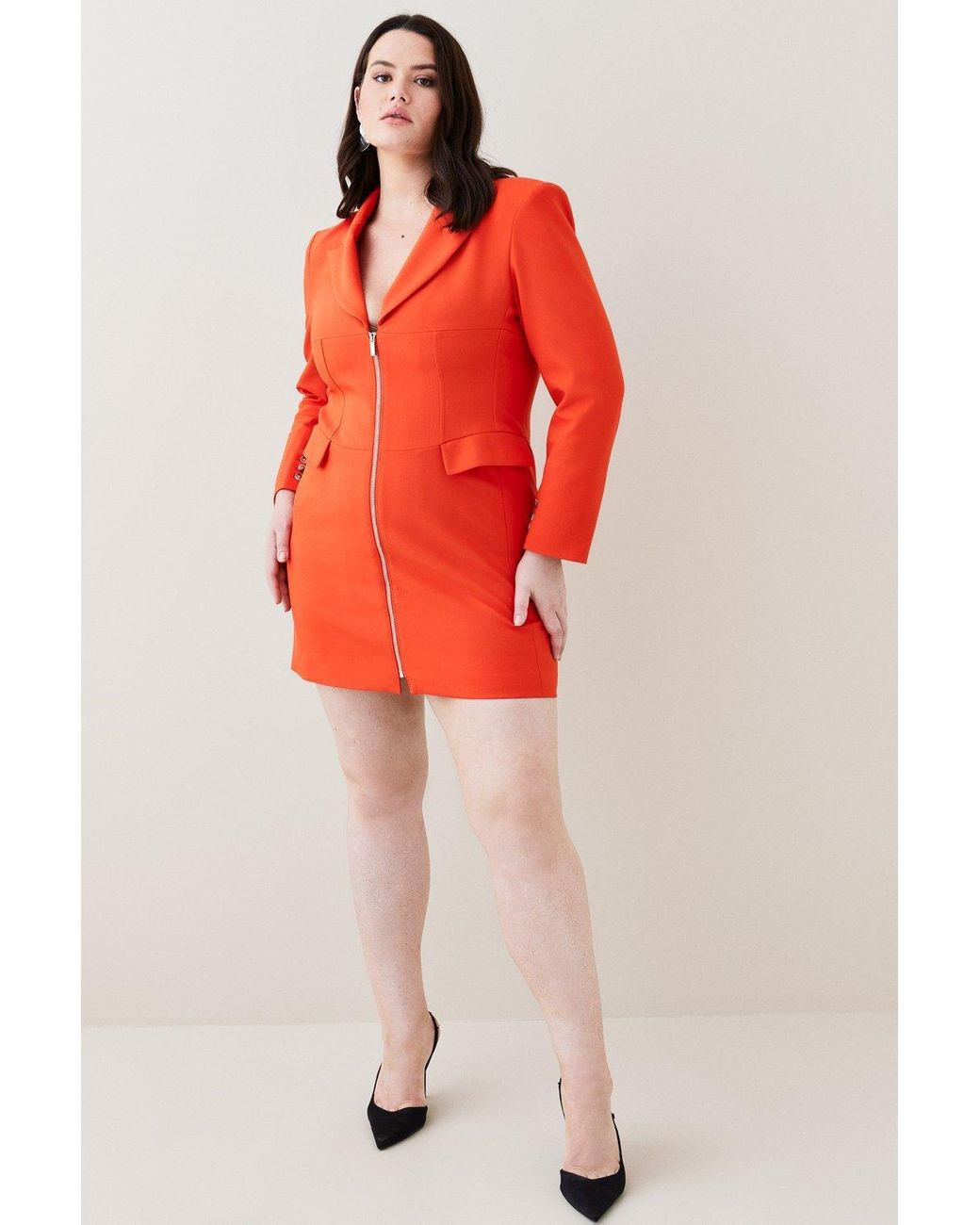 KarenMillen Plus Size Corset Waist Blazer Mini Dress in Red Lyst UK