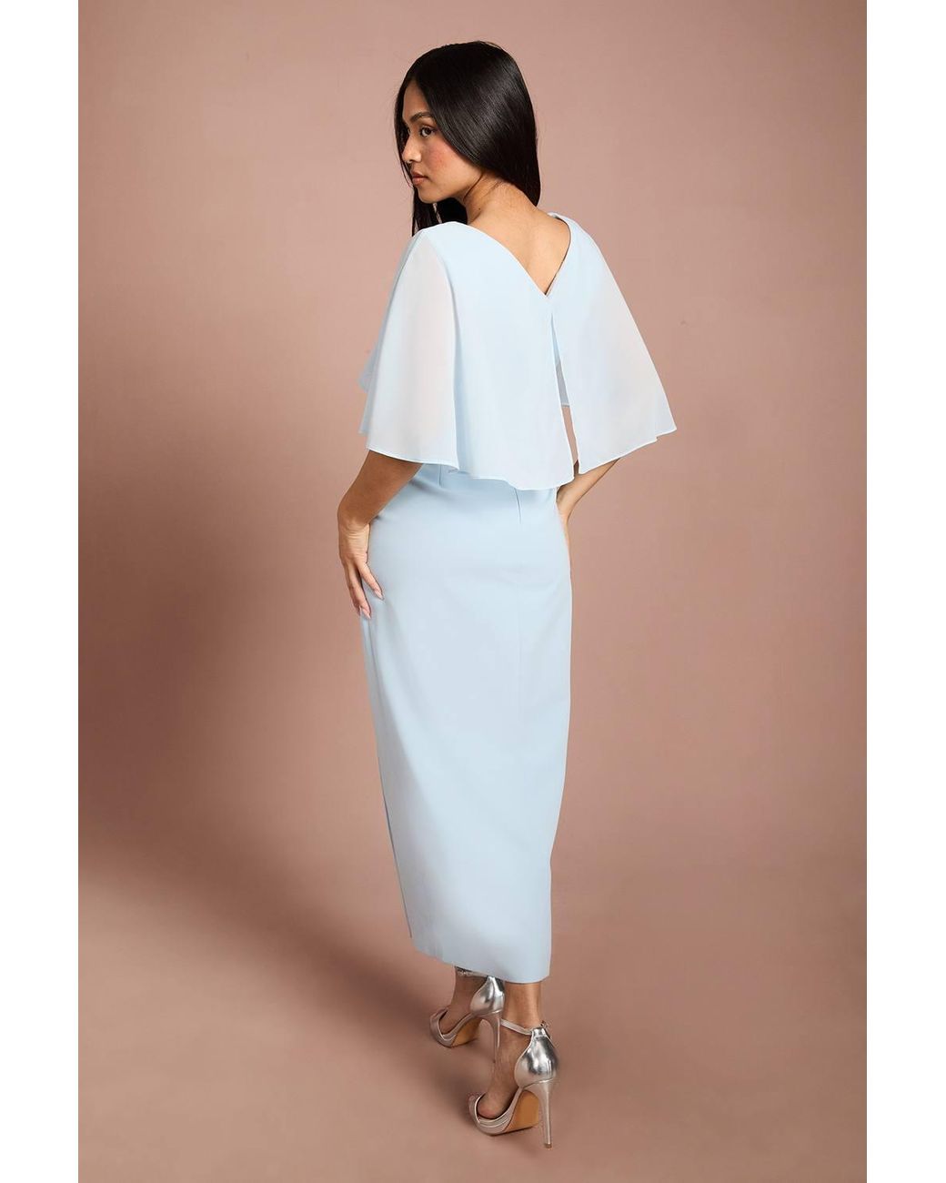 Coast Blue Petite Chiffon Cape Pencil Dress