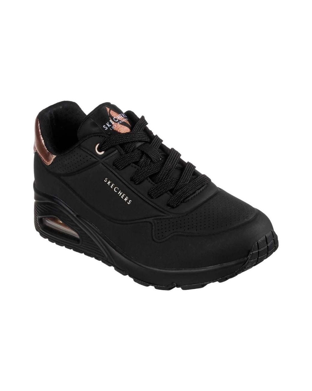 Skechers Black Uno Metallic Heel Trainers