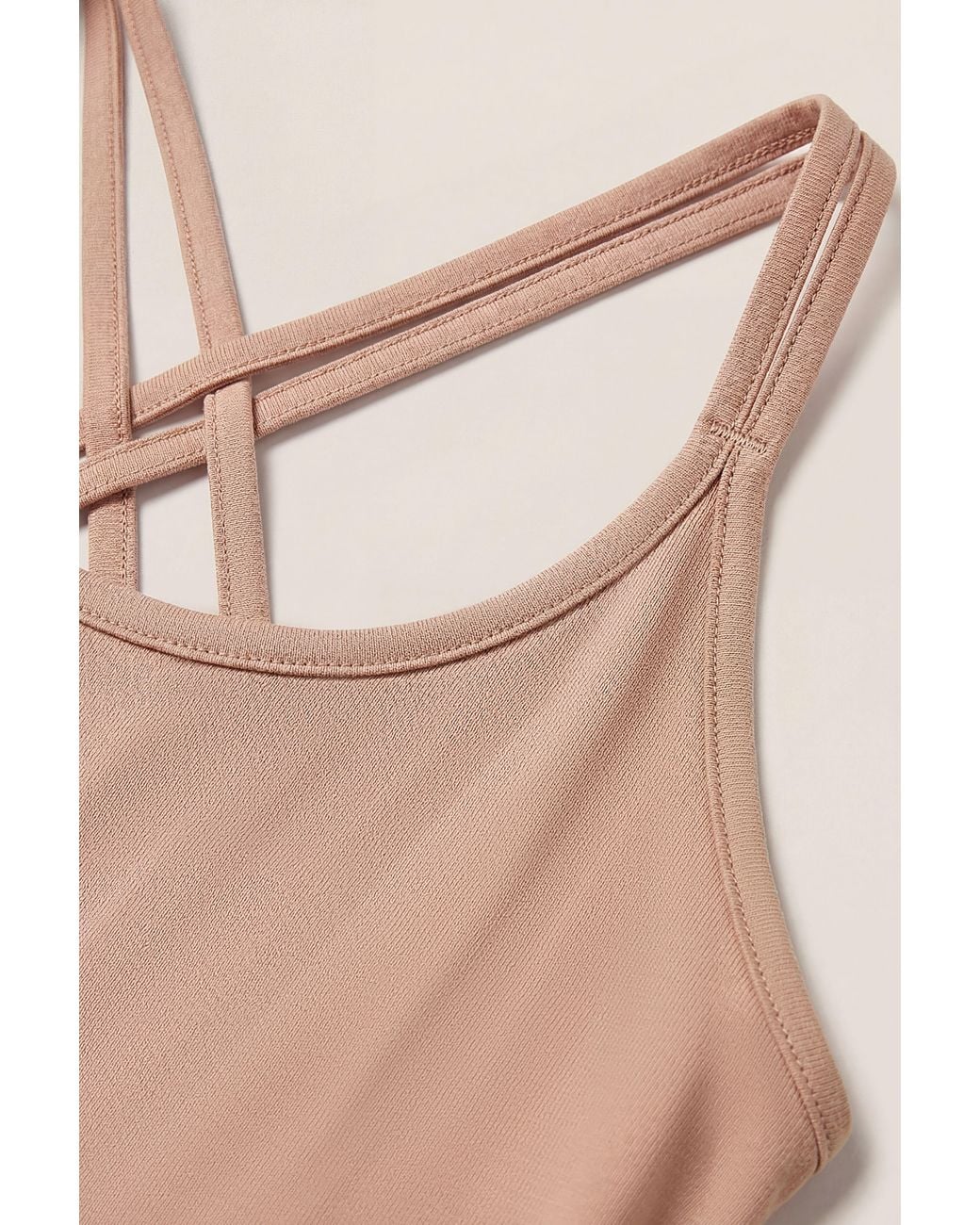 Enorsia Natural Cotton Stretch Cross Back Crop Cami Tops