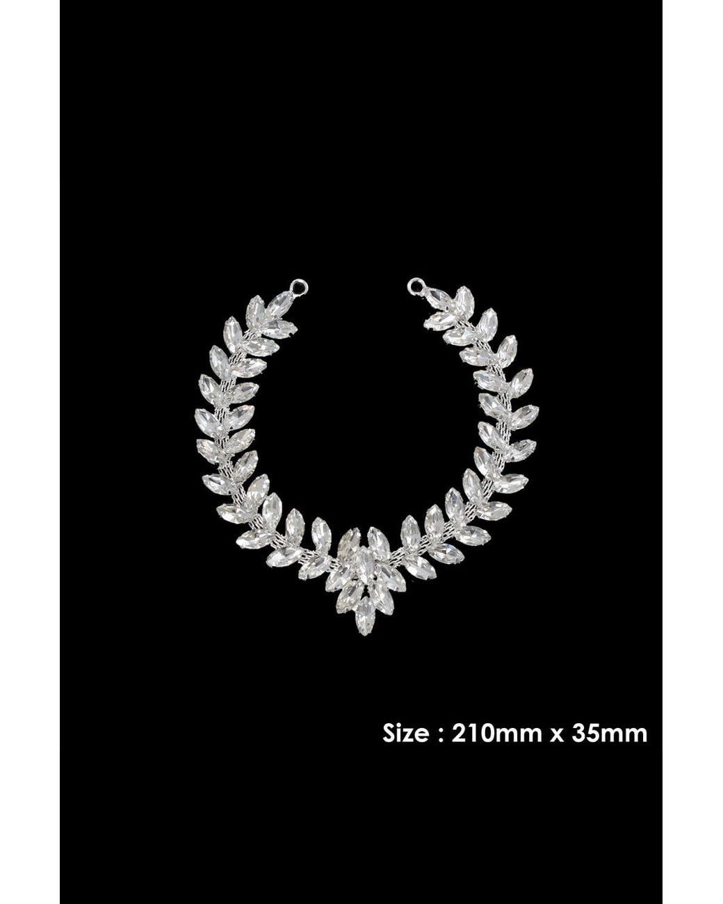 Neel Blue Black Diamante Motif, Crystal Appliques, 210Mm X 35Mm