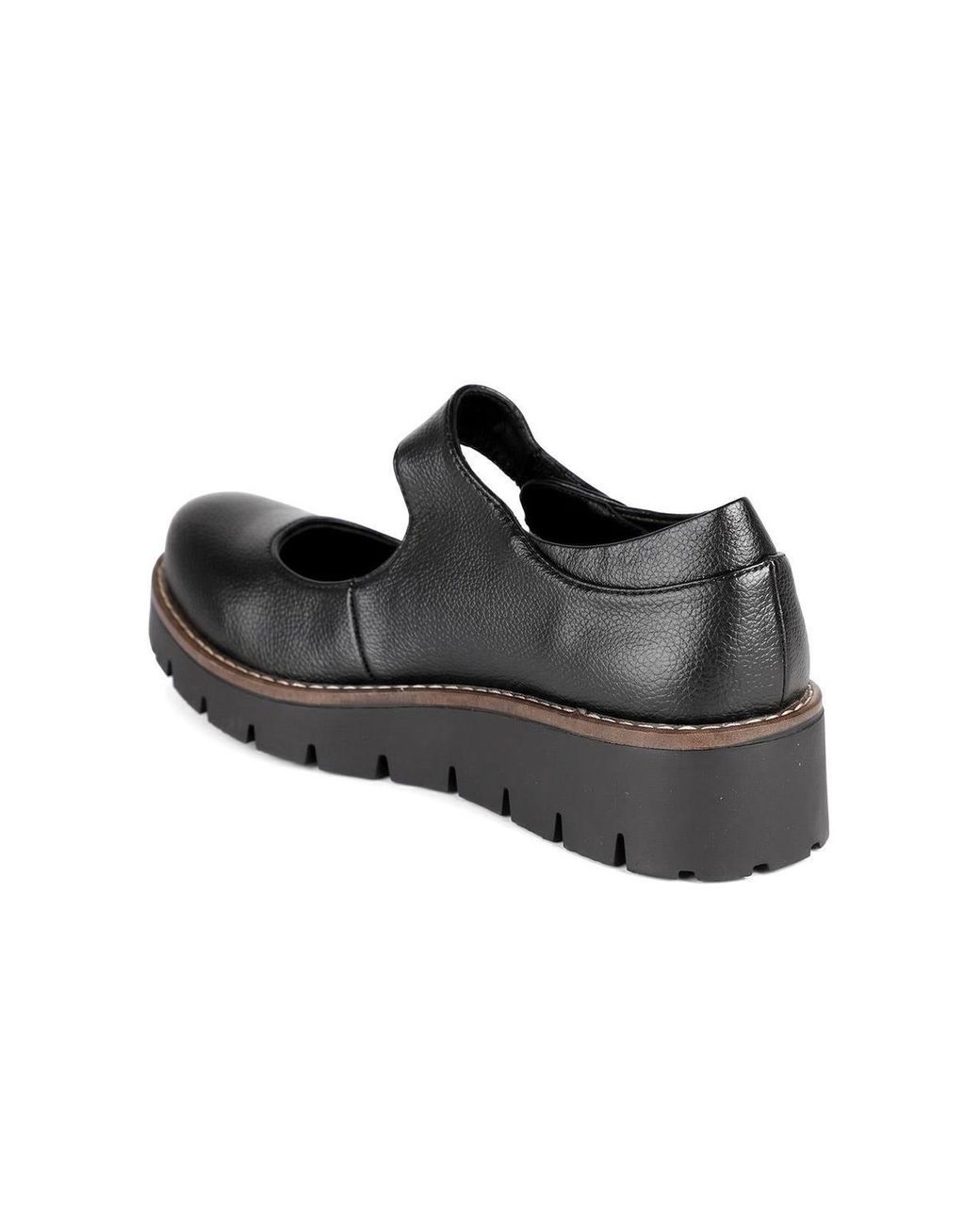 Pavers Black Wedge Heel Touch Fasten Mary Janes