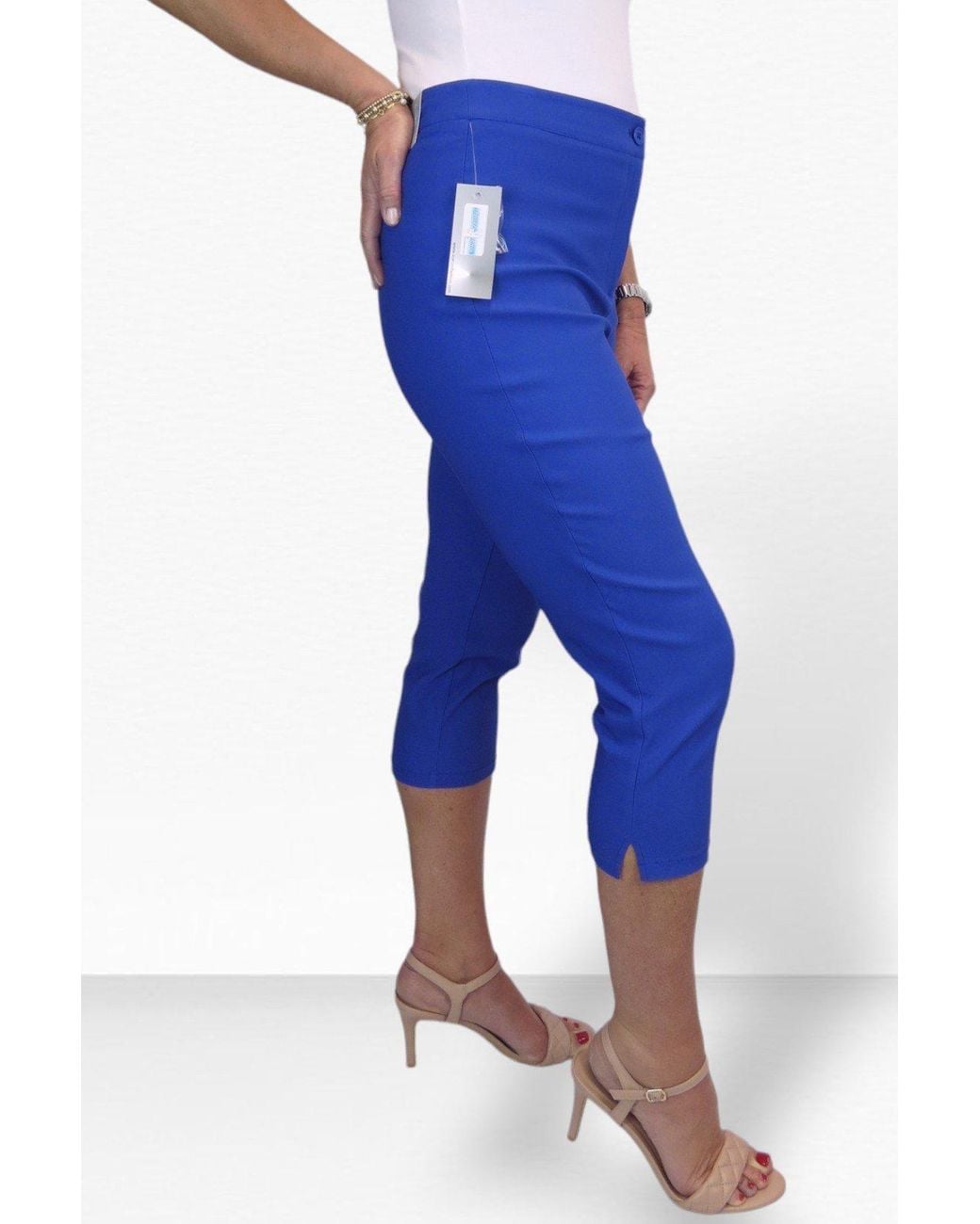 Paulo Due Blue Slim Fit Stretch Cropped Trousers