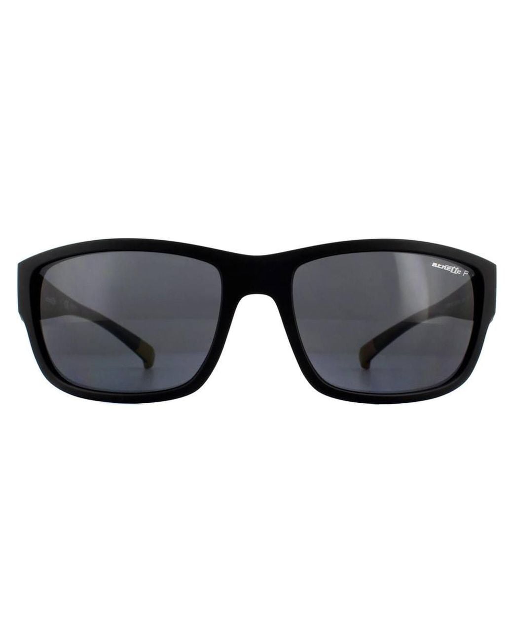 Arnette Black Rectangle Polarized 4256 Bushwick Sunglasses for men