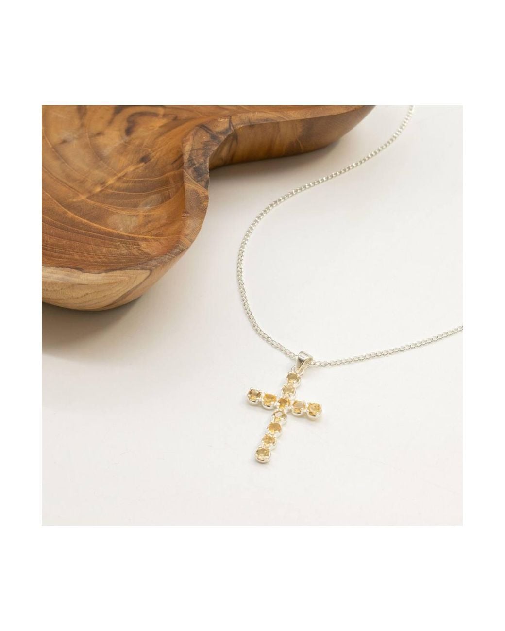 KDMD Natural Plated Citrine Crucifix Pendant