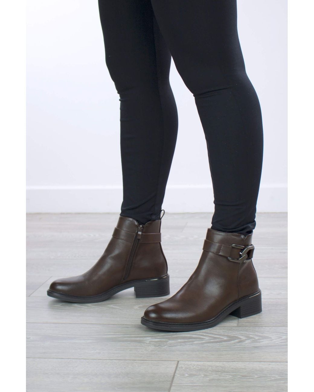 AJVANI Gray Buckle Ankle Chelsea Boots
