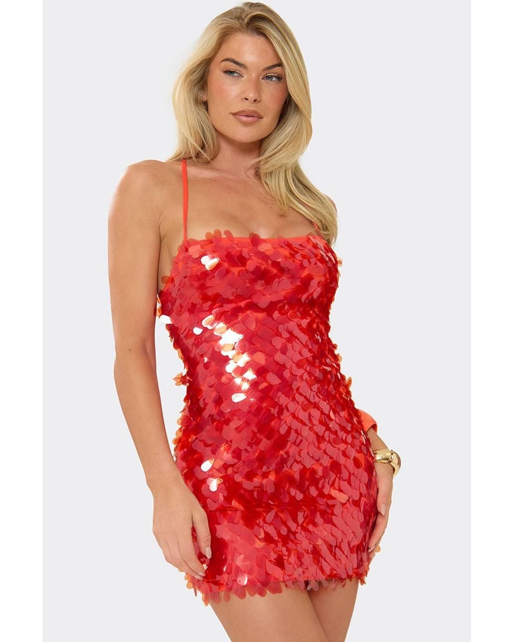 EGO Red Strappy Tie Back Mini Dress