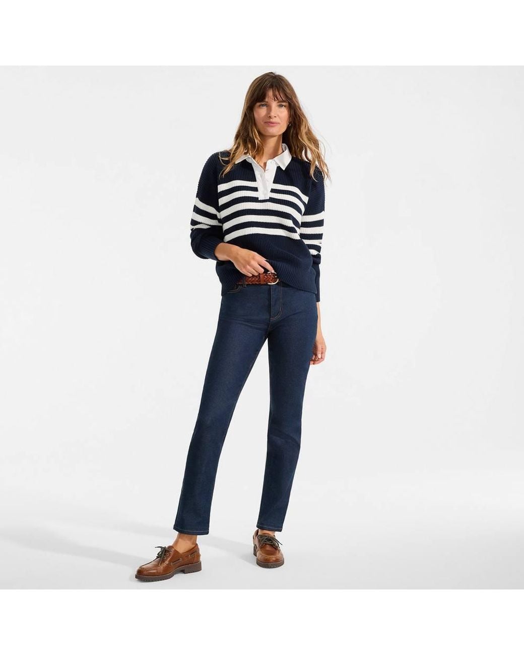 Lands' End Blue Tall Recover Straight Leg Jeans, Mid Rise