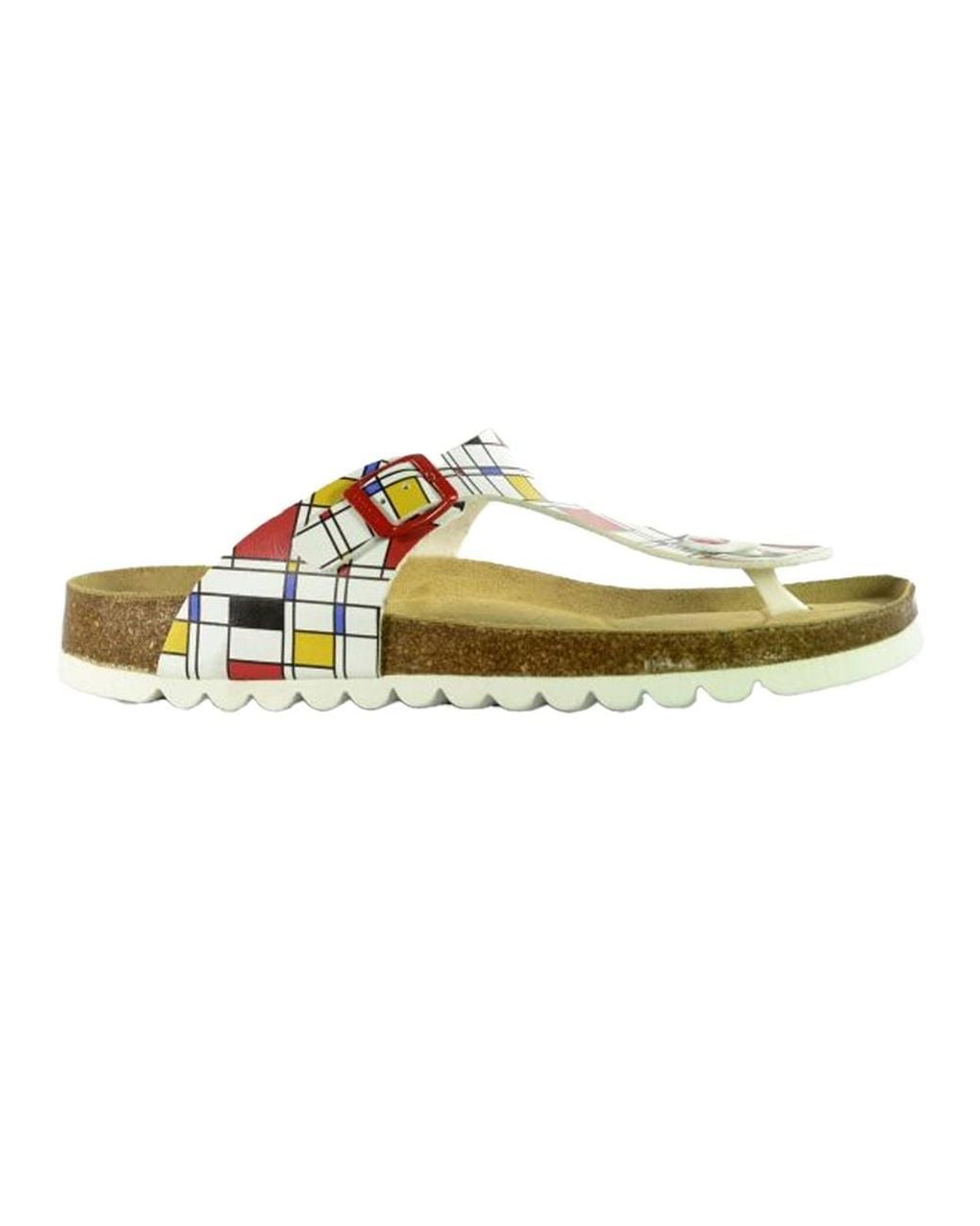 Sanosan Green Genve Colour Block Leather Sandals