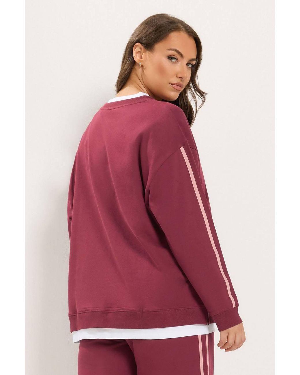 Yours Red 2-In-1 Side Stripe Cotton Sweatshirt