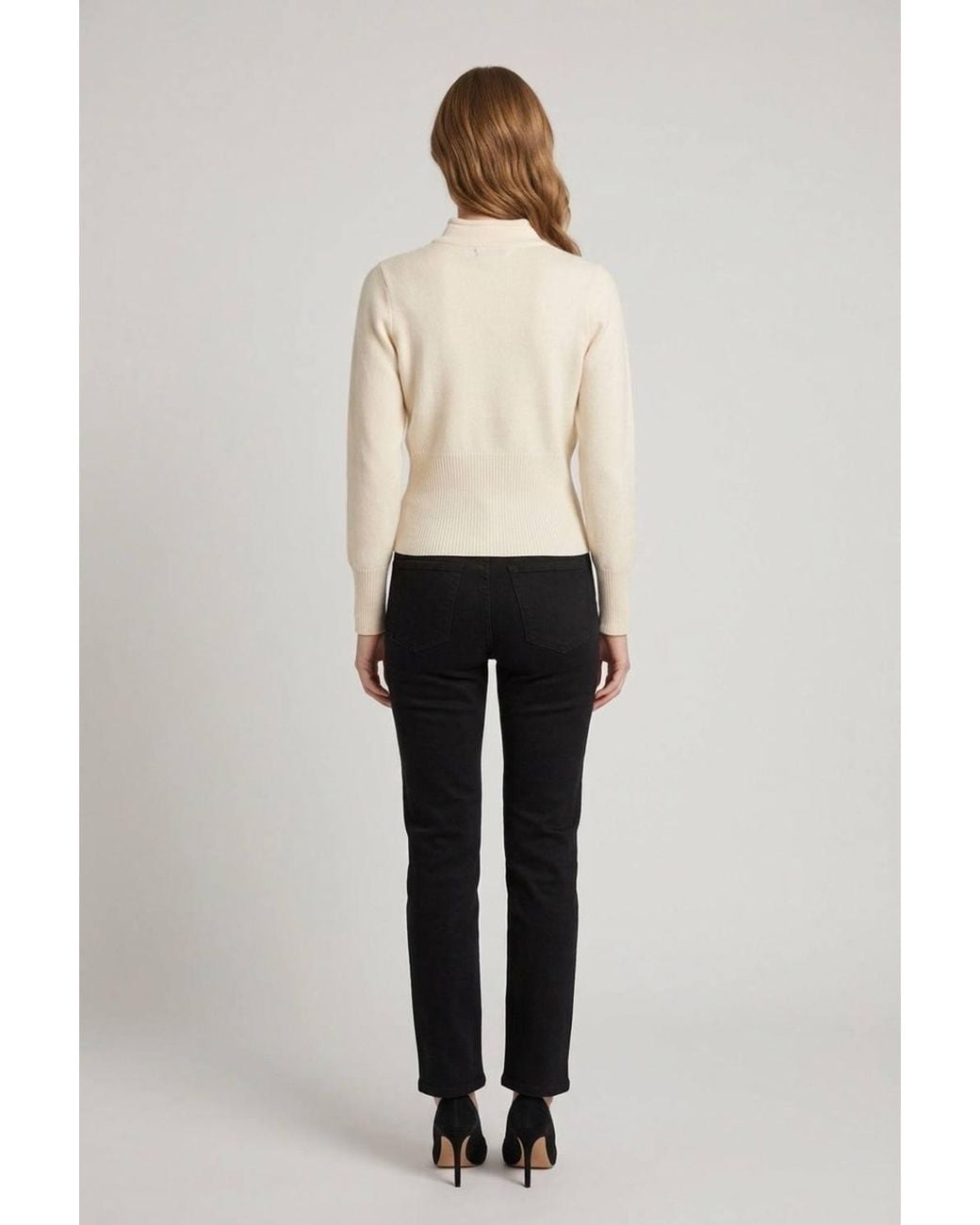 Izabel London Natural Mandarin Button Front High Neck Cardigan