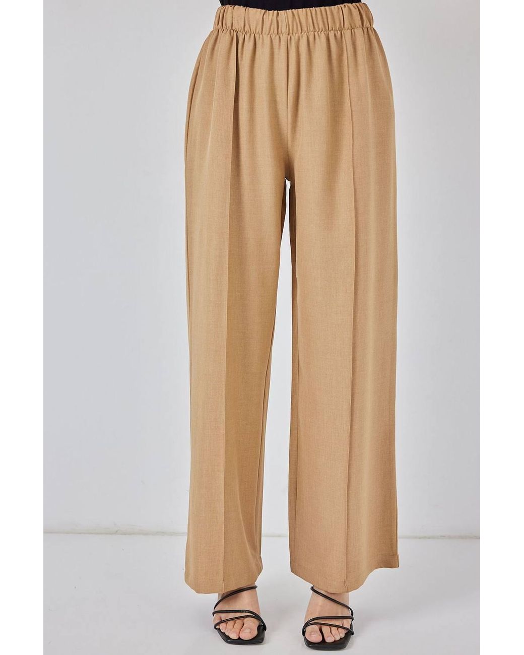 Bigdart Natural V-Neck Cardigan & Wide Leg Pants Set