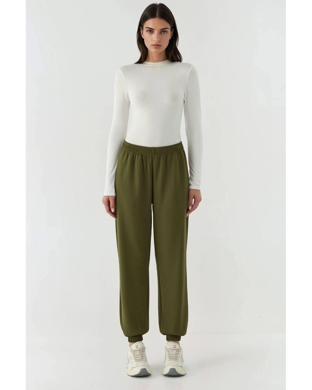 Hiccup Green Elastic Waist Modal Touch Jogger Pants