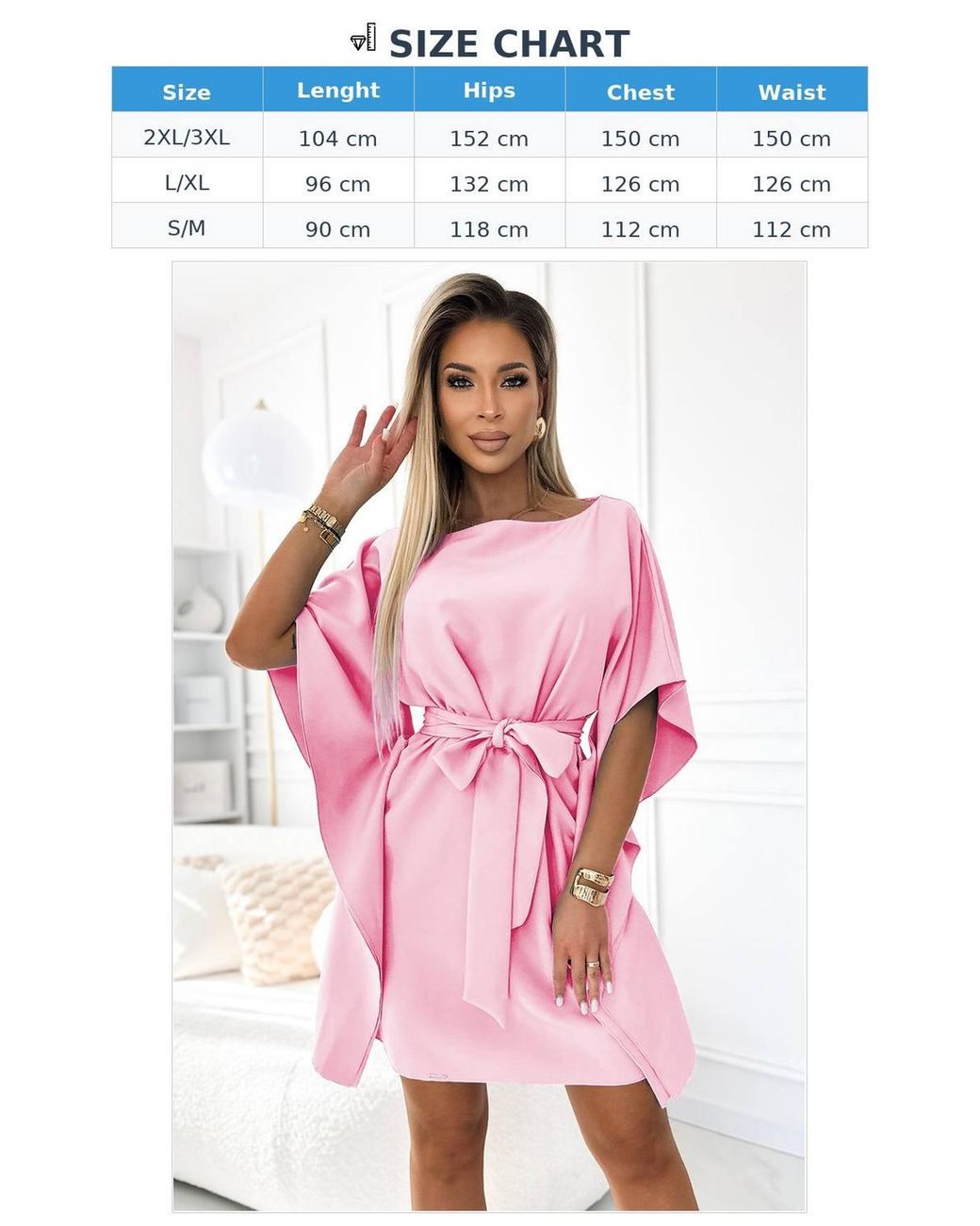 KDMD Pink Pastel Butterfly Dress Tie Waist