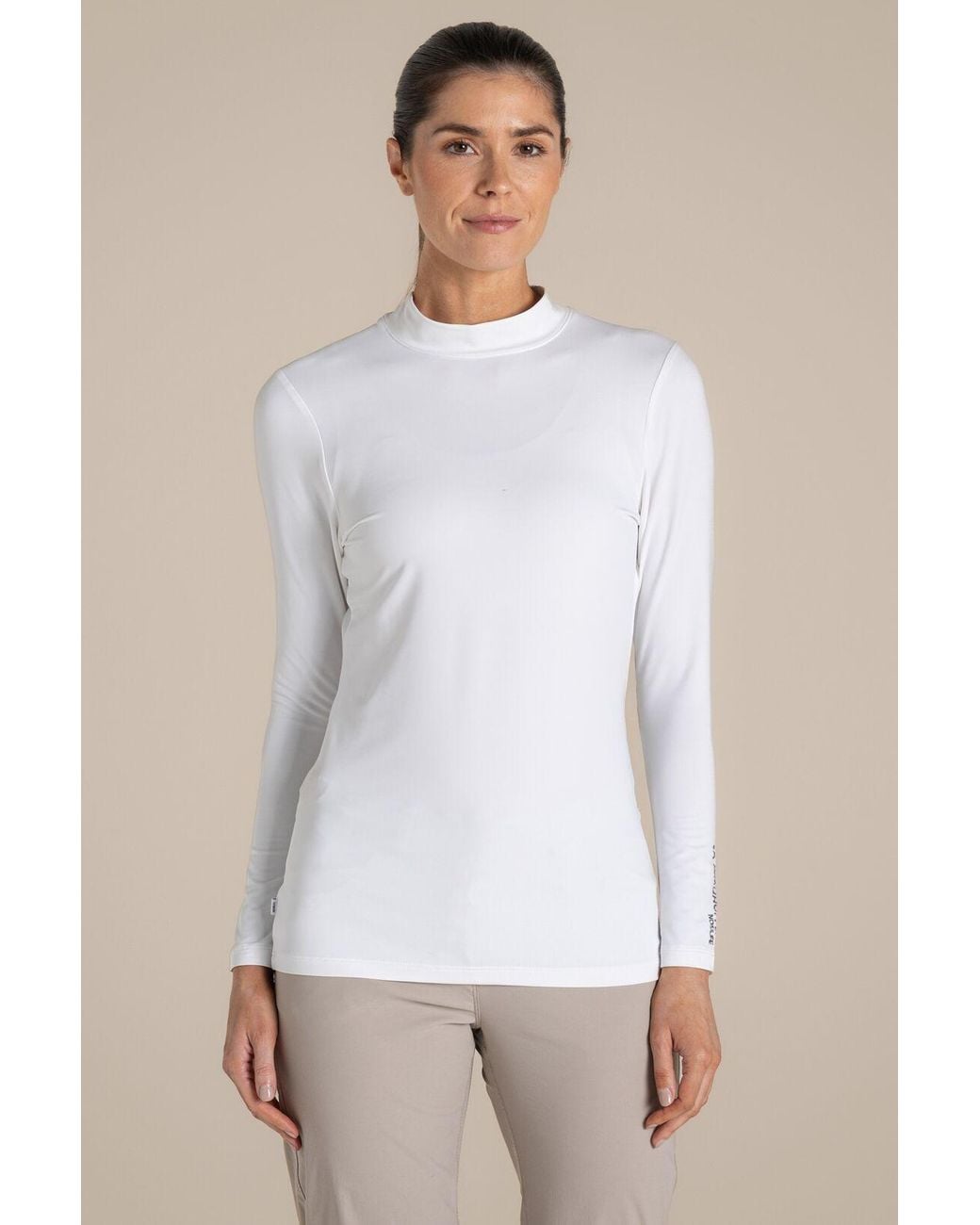 Craghoppers White Nosilife Insect-Repellent Long Sleeved Golf Mock Neck Top