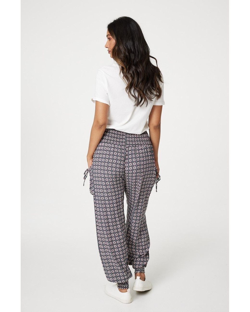 Izabel London Green Geo Print Pull On Harem Pants